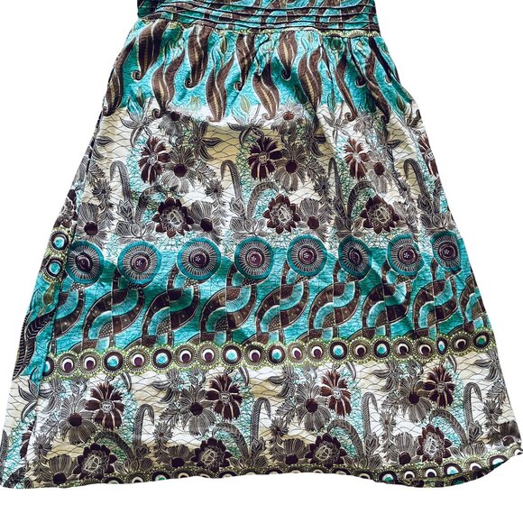 Vintage White, Black, Turquoise + Gold Sparkle Boho Dress Cottagecore Whimsy - Picture 5 of 12